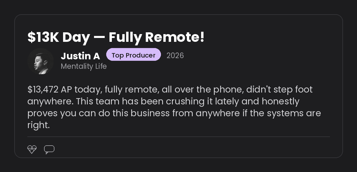 Justin A — $13K day fully remote
